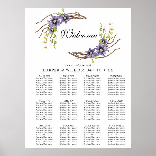 Poster Carte mariage des fleurs de printemps d'aquarelle (Devant)