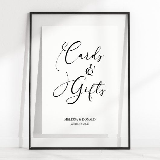 Poster Carte Mariage et cadeaux Black Modern Script