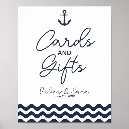 Poster Carte mariage nautique Marine & Cadeau (Devant)