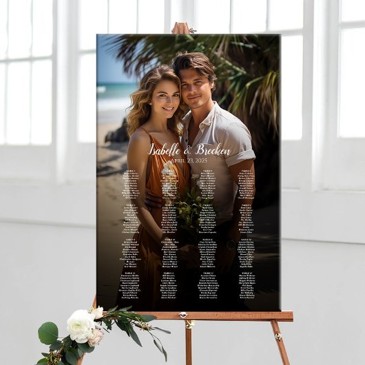Poster Carte mariage photo élégante 16 tables