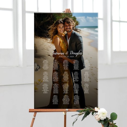 Poster Carte mariage photo élégante 18 tables