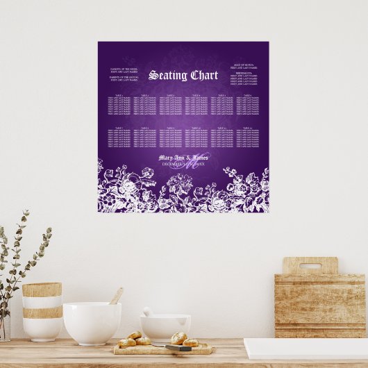 Poster Carte mariage Plat victorien violet pourpre (Cuisine)