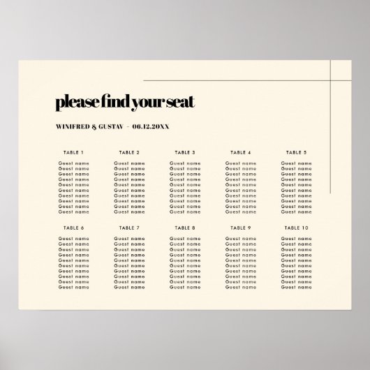 Poster Carte mariage simple, élégante et chic (Devant)