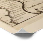 Poster Carte marine antique de l'océan Pacifique (Coin)