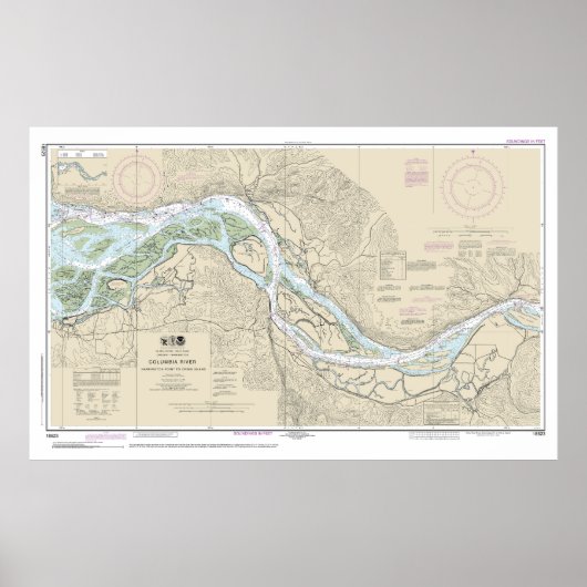 Poster Carte marine du fleuve Columbia 18523 (Devant)