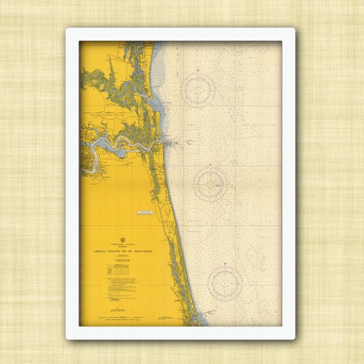 Poster Carte marine vintage Amelia Island St. Augustine