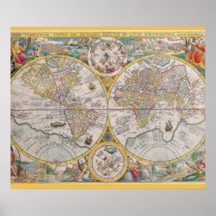 Poster Carte médiévale du monde à partir de 1525
