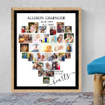 Poster Carte mémoire funéraire en forme de coeur<br><div class="desc">Collage de photos en forme de coeur Affiche de service funéraire que vous pouvez également afficher à la veillée ou à la célébration de la commémoration de la vie. Le modèle photo est configuré pour que vous puissiez ajouter vos images qui sont affichées en formats paysage, portrait et carré pour...</div>