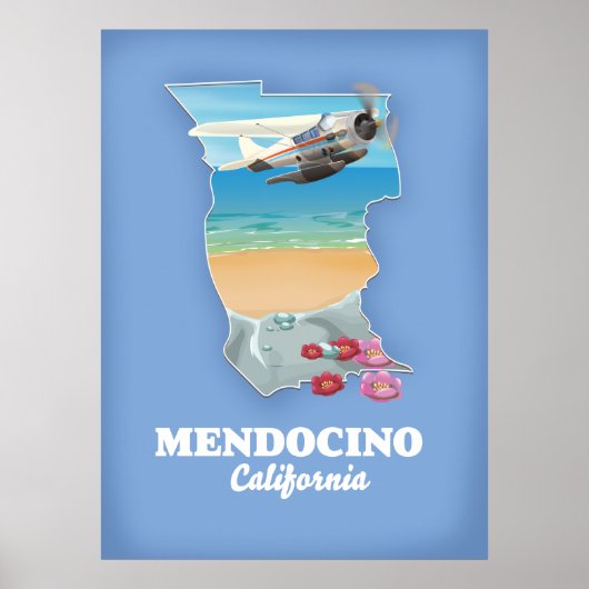 Poster Carte Mendocino California (Devant)