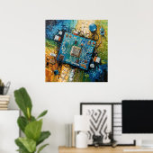 Poster Carte mère - Art informatique Abstrait (Bureau à domicile)