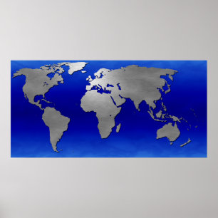 Poster Carte métallique de la terre