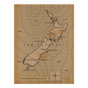Poster Carte météorologique vintage de l'Australie