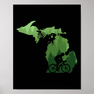Poster Carte Michigan Vélo Tout Terrain Cycliste VTT Mont