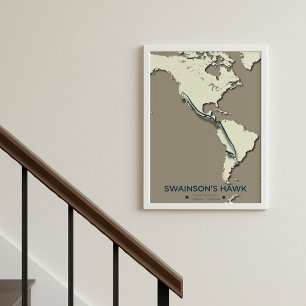 Poster Carte migratoire de Swainson sur la faucille - Vin