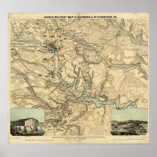 Poster Carte militaire de Richmond et Petersburgh (Devant)
