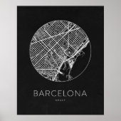Poster Carte minimaliste de Barcelone (Devant)