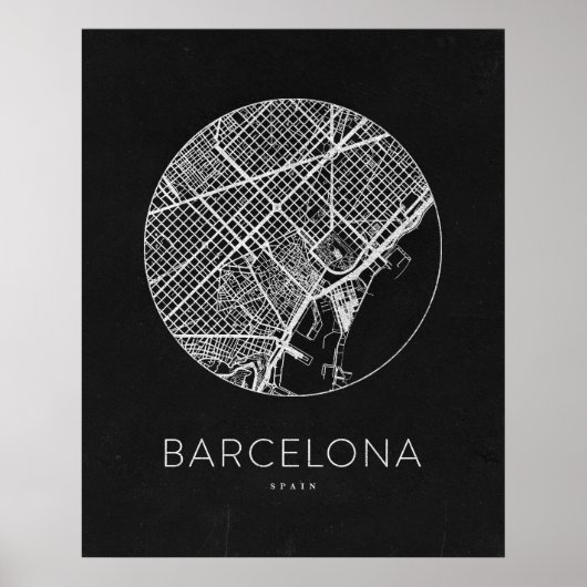 Poster Carte minimaliste de Barcelone (Devant)