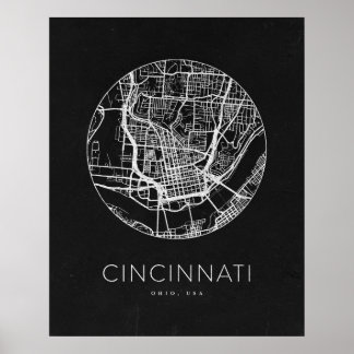 Poster Carte minimaliste de Cincinnati