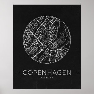 Poster Carte minimaliste de Copenhague