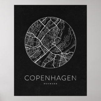 Poster Carte minimaliste de Copenhague