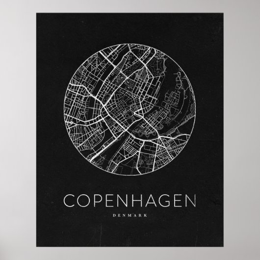 Poster Carte minimaliste de Copenhague (Devant)