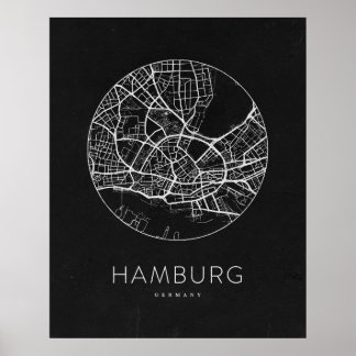 Poster Carte minimaliste de la ville de Hambourg