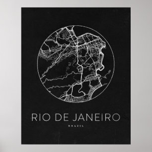 Poster Carte Minimaliste de la ville de Rio de Janeiro