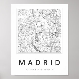 Poster Carte minimaliste de Madrid