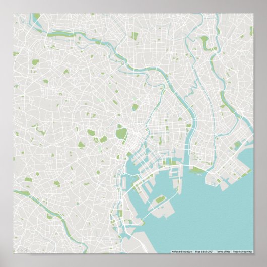 Poster Carte minimaliste de Tokyo (Devant)