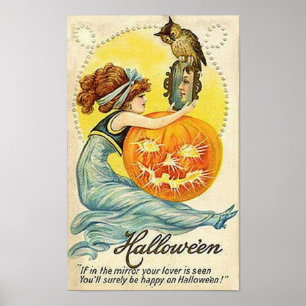 Poster Carte Miroir Halloween vintage