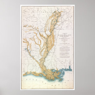 POSTER CARTE : MISSISSIPPI RIVER, 1861