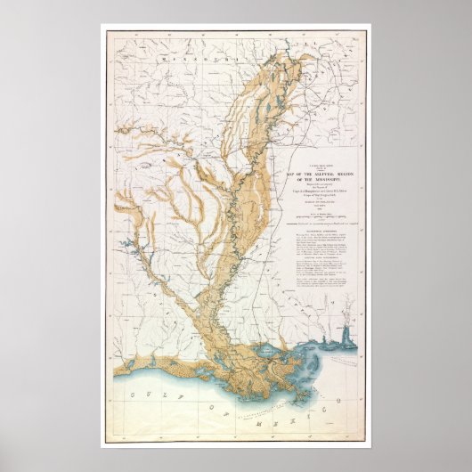 POSTER CARTE : MISSISSIPPI RIVER, 1861 (Devant)