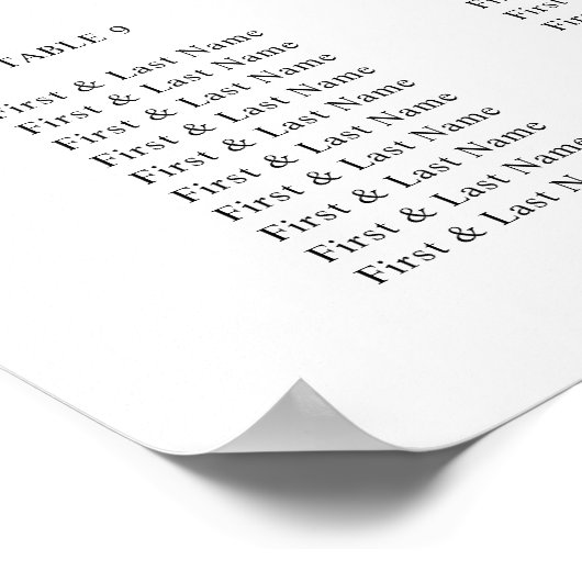 Poster Carte moderne de siège de réception de mariage (Coin)