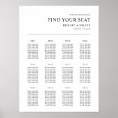 Poster Carte moderne de siège de réception de mariage (Devant)