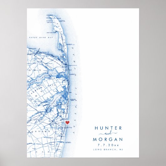 Poster Carte moderne du Mariage de longue succursale Post (Devant)