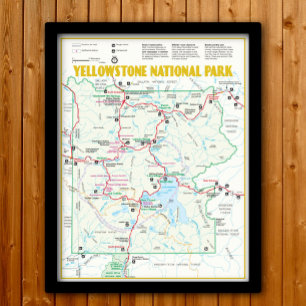 Poster Carte moderne du parc national de Yellowstone