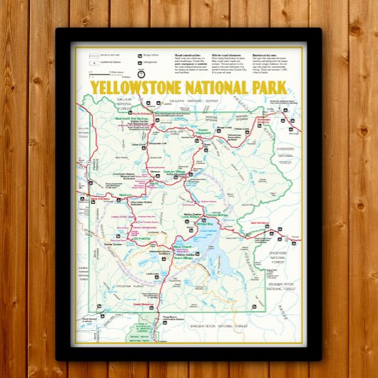 Poster Carte moderne du parc national de Yellowstone