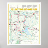 Poster Carte moderne du parc national de Yellowstone (Devant)