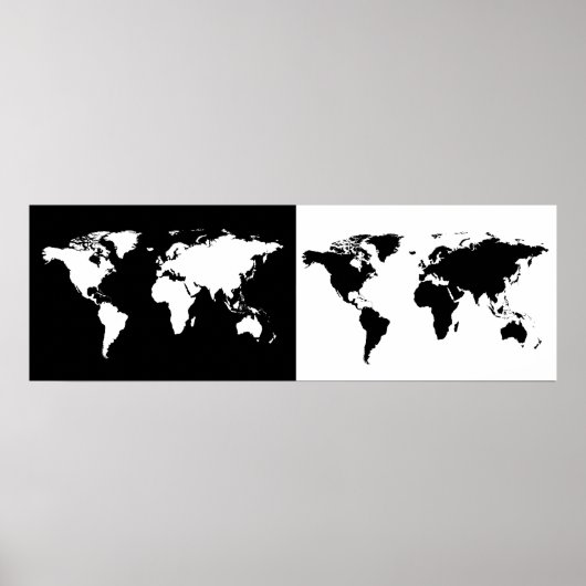 Poster carte moitié noir/moitié blanc (Devant)