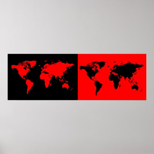 Poster carte moitié noir/moitié rouge (Devant)