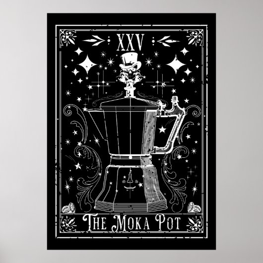 Poster Carte Moka Pot Café Tarot (Devant)