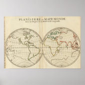 Poster Carte mondiale avec Latitude et Longititude (Devant)