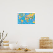 POSTER CARTE MONDIALE COLORÉE (Cuisine)