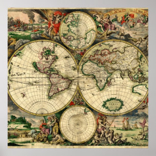 Poster Carte mondiale des cadeaux de 1689