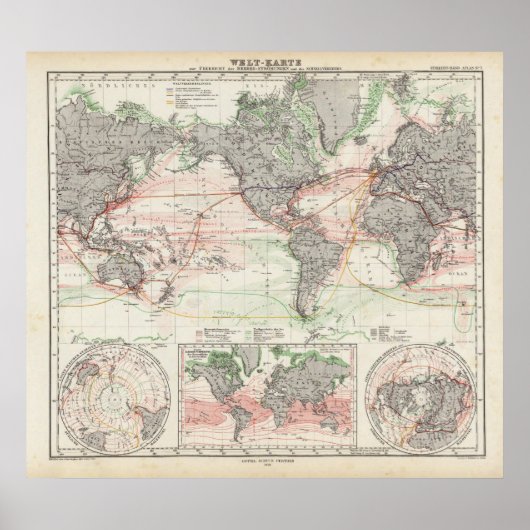 Poster Carte mondiale des courants océaniques (Devant)