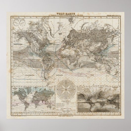 Poster Carte mondiale du flux d'air (Devant)