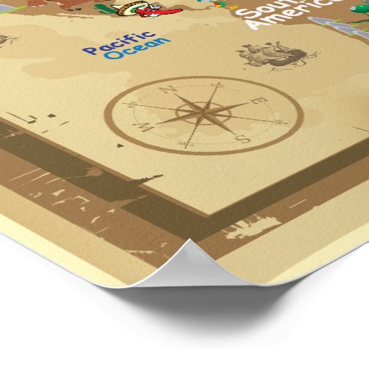 Poster Carte Mondiale Pour Les Enfants - Terre (Coin)