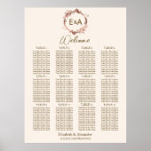 Poster Carte Monogramme Mariage de siège Panneau en mouss (Devant)