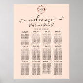 Poster Carte Monogramme Mariage de siège Panneau en mouss (Devant)