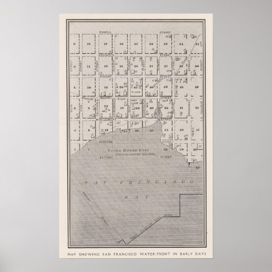 Poster Carte montrant le front de mer de San Francisco da (Devant)